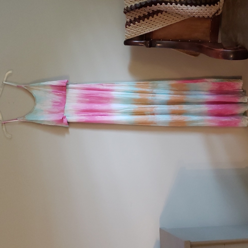 Tie Dye maxi dress ruffle top size S
